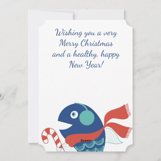 Kerst vis snoep rieten chef-kok catering restauran feestdagenkaart (Achterkant)