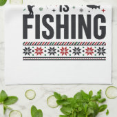 Kerst Vis Ugly Sweater Design Theedoek (Gevouwen)