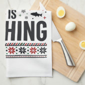 Kerst Vis Ugly Sweater Design Theedoek (Quarter Fold)