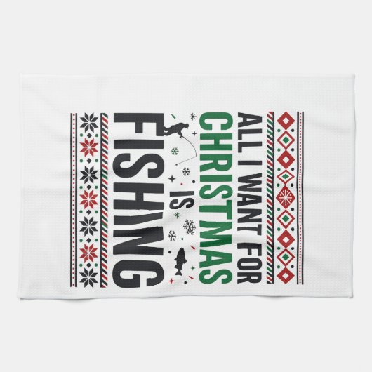 Kerst Vis Ugly Sweater Design Theedoek (Horizontaal)