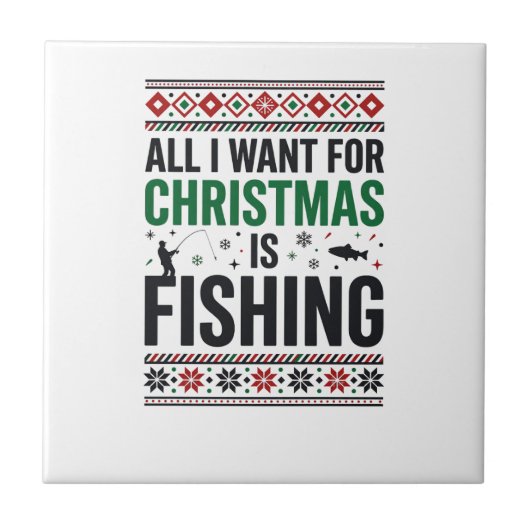 Kerst Vis Ugly Sweater Ontwerp Tegeltje (Voorkant)