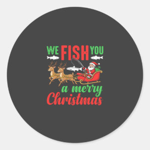Kerst Vissen Merry Fish Jou Ronde Sticker