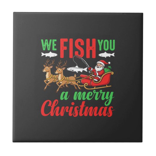 Kerst Vissen Merry Fish Jou Tegeltje (Voorkant)