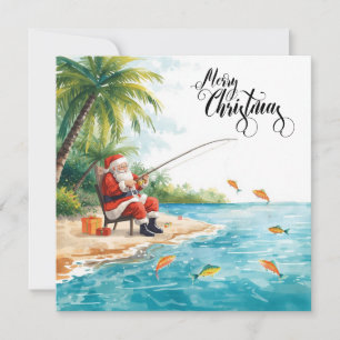 Kerst vissen met de Kerstman  Feestdagenkaart