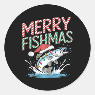 Kerst Vissen Shirt Kerst Vis Shirt Vrolijk Ronde Sticker
