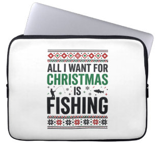 Kerst Visserij Horrorsweater Ontwerp Laptop Sleeve