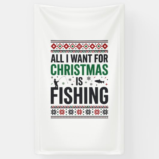 Kerst Visserij Horrorsweater Ontwerp Spandoek (Verticaal)