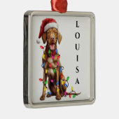 KERST VIZSLA HOND MET EEN REEKS LICHTEN METALEN ORNAMENT (Rechts)