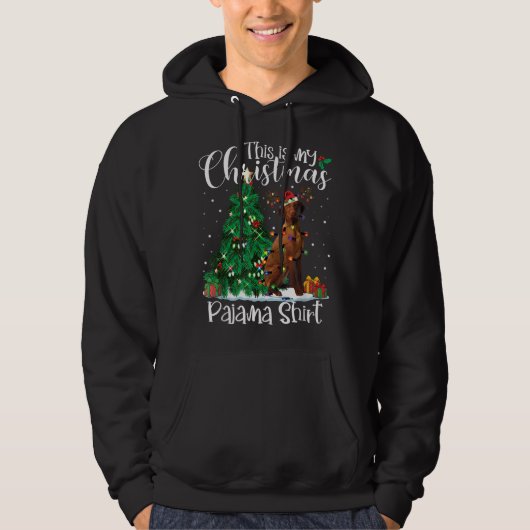 Kerst Vizsla Rendier Funny Pyjama Hondenliefhebber Hoodie (Voorkant)