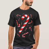 Kerst Vliegende Candy Cane Liefhebber Proef Rood e T-shirt (Voorkant)