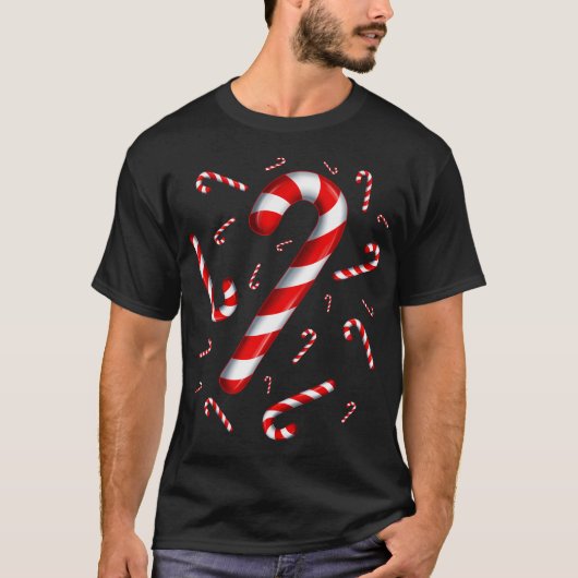 Kerst Vliegende Candy Cane Liefhebber Proef Rood e T-shirt (Voorkant)