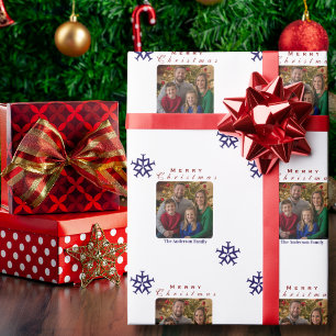 Kerst Vliegtuig Sneeuwvlok Foto Grappig Custom Cadeaupapier