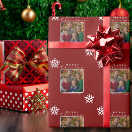 Kerst Vliegtuig Sneeuwvlok Foto Grappig Custom Cadeaupapier