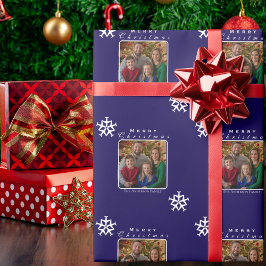 Kerst Vliegtuig Sneeuwvlok Foto Grappig Custom Cadeaupapier