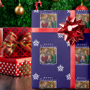 Kerst Vliegtuig Sneeuwvlok Foto Grappig Custom Cadeaupapier