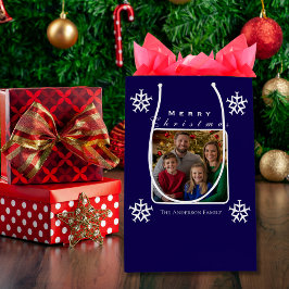 Kerst Vliegtuig Sneeuwvlok Foto Grappig Custom Medium Cadeauzakje