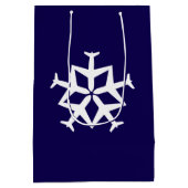 Kerst Vliegtuig Sneeuwvlok Foto Grappig Custom Medium Cadeauzakje (Achterkant)