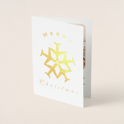 Kerst Vliegtuig Sneeuwvlok Foto Grappig Luchtvaart Folie Kaarten (Voorkant)