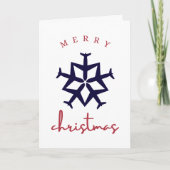 Kerst Vliegtuig Sneeuwvlok Foto Grappig Luchtvaart Kaart (Voorkant)