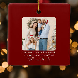 Kerst Vliegtuig Sneeuwvlok Foto Grappig Luchtvaart Keramisch Ornament