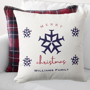 Kerst vliegtuig Sneeuwvlok Luchtvaart Familie Naam Kussen