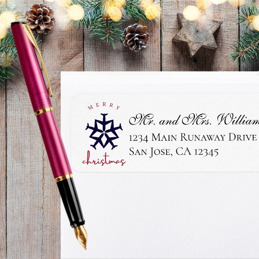 Kerst vliegtuig Snowflake Luchtvaart Adres Etiket