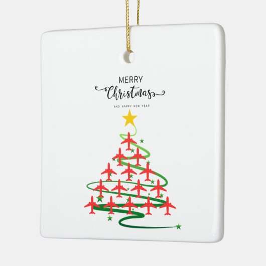 Kerst Vliegtuigboom & Foto Eenvoudige Luchtvaart Keramisch Ornament (Links)
