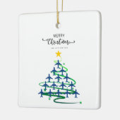 Kerst Vliegtuigboom & Foto Eenvoudige Luchtvaart Keramisch Ornament (Links)