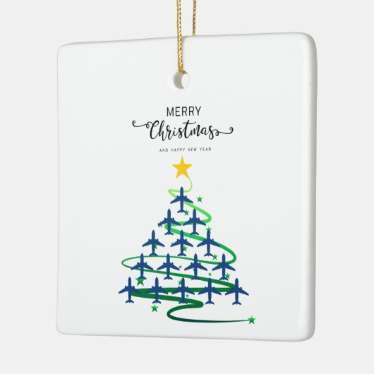 Kerst Vliegtuigboom & Foto Eenvoudige Luchtvaart Keramisch Ornament (Links)