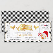 Kerst vliegtuigticket, verrassingscadeaubon (Voorkant / Achterkant)