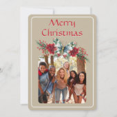 Kerst Vlinder Poinsettia Foto Feestdagenkaart (Voorkant)