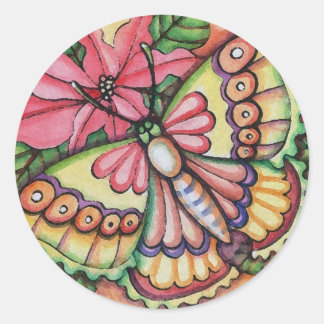 Kerst * Vlinder & Poinsettia * Sticker