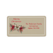 Kerst  vlinder Poinsettia Vakantie Etiket (Voorkant)
