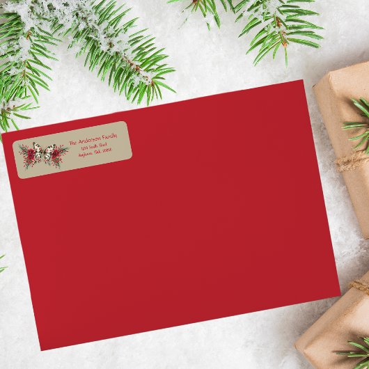 Kerst  vlinder Poinsettia Vakantie Etiket