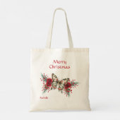 Kerst vlinder Poinsettia Vakantie Tote Bag (Achterkant)