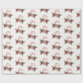 Kerst  vlinder rode bloemen vakantie cadeaupapier (Vlak)