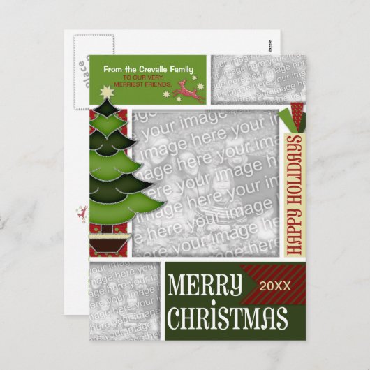 Kerst VOEG JE FOTO TOE Whimsical Tree Feestdagenkaart (Voorkant / Achterkant)