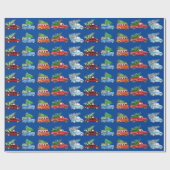 Kerst voertuigen inpakpapier (Vlak)