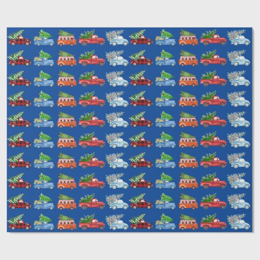 Kerst voertuigen inpakpapier (Vlak)
