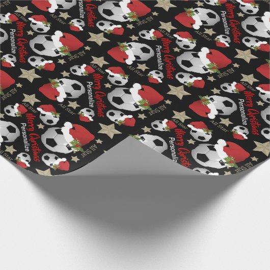 Kerst Voetbal All Star - Personaliseren Cadeaupapier (Hoek)