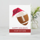 Kerst voetbal Bal Santa Hoed Wenskaarten Feestdagenkaart (Staand voorkant)