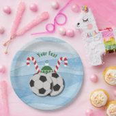 Kerst Voetbal Candy Cane Aangepaste Papier Borden Papieren Bordje (Feest)