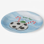 Kerst Voetbal Candy Cane Aangepaste Papier Borden Papieren Bordje (Gekanteld)