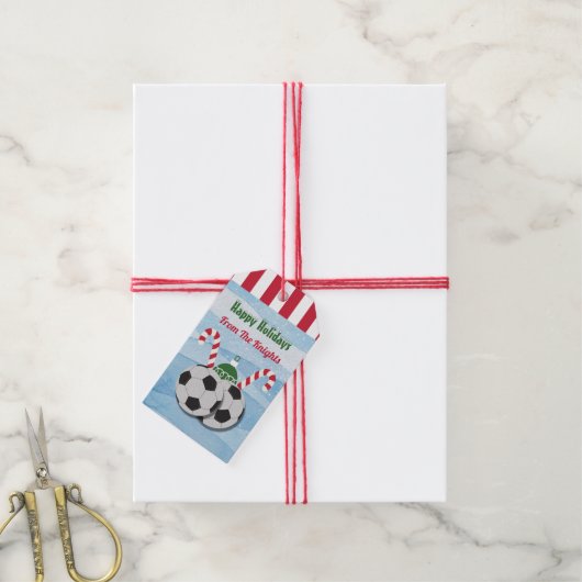 Kerst Voetbal Candy Cane Gift Labels Cadeaulabel (Met Touw)