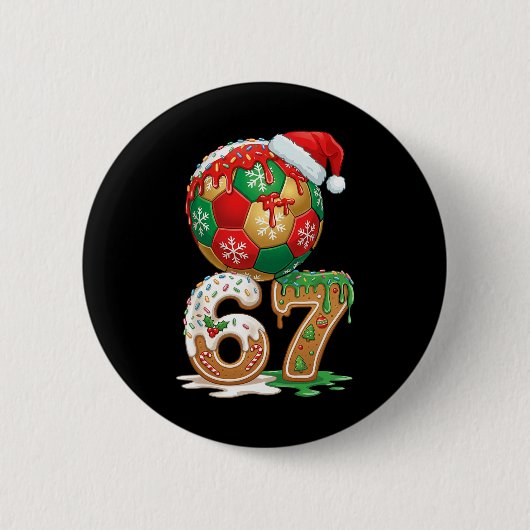 Kerst Voetbal Drip Nummer 67 Jongens Voetbal 67 Ronde Button 5,7 Cm (Voorkant)
