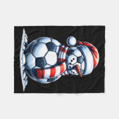 Kerst Voetbal Fan Grappige Sneeuwman Kerstman Fleece Deken (Voorkant (Horizontaal))