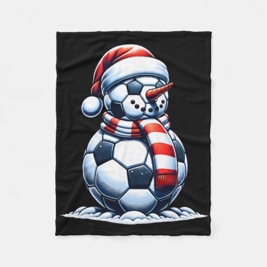 Kerst Voetbal Fan Grappige Sneeuwman Kerstman Fleece Deken (Voorkant)