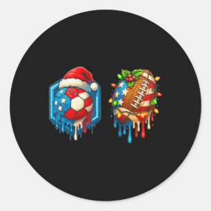 Kerst Voetbal Footbyll Drip Ons Vlag Ijs D Ronde Sticker