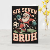 Kerst Voetbal Kerstman Grappig 67 Meme Bruh Kerst Kaart (Gele Bloem)