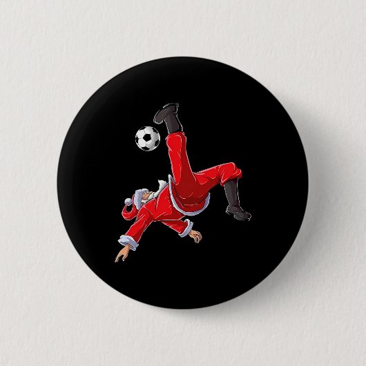 Kerst Voetbal Kerstman Grappige Bicycle Trap Ronde Button 5,7 Cm (Voorkant)